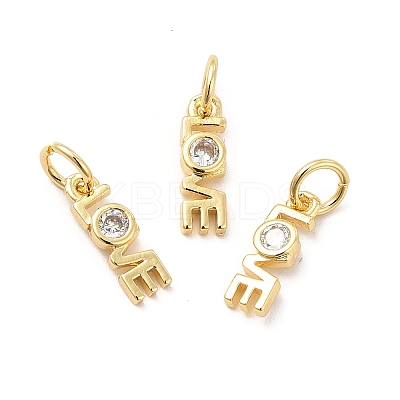 Rack Plating Brass Cubic Zirconia Charms KK-K270-25G-1