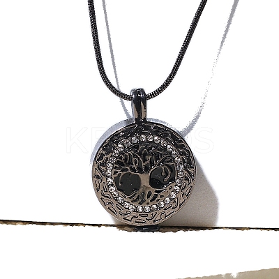 Alloy Tree of Life Urn Ashes Pendant Round Snake Chain Necklaces for Women Men PW-WG68F6E-01-1