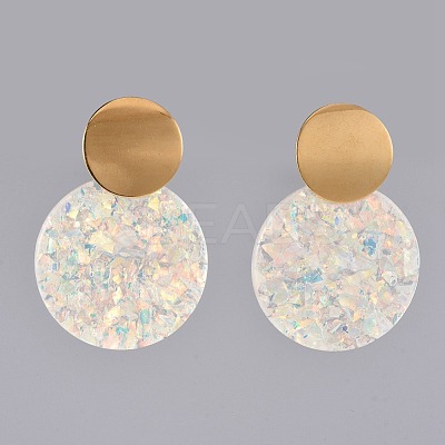 Flat Round Ear Studs X-EJEW-JE03706-1
