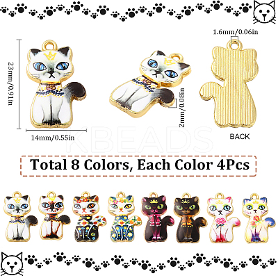 32Pcs 8 Styles Rack Plating Alloy Pendants FIND-SC0009-93-1