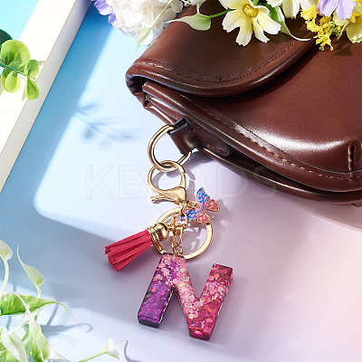 Alloy Resin Butterfly Keychains KEYC-TADJ0002-02G-N-1