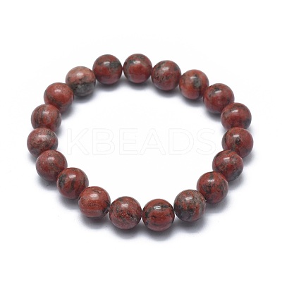 Natural Sesame Jasper/Kiwi Jasper Bead Stretch Bracelets BJEW-K212-A-037-1