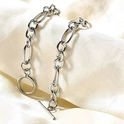 Tarnish Resistant Unisex 304 Stainless Steel Figaro Chain Bracelets BJEW-H541-06A-P-1