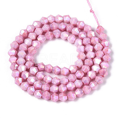 Anti-Tarnish Electroplate Bicone Glass Beads Strands LS-EGLA-T021-4mm-16-04-1