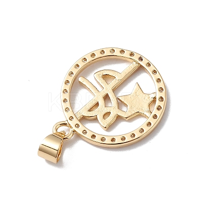 Rack Plating Brass Micro Pave Clear Cubic Zirconia Pendants KK-H434-40G-1