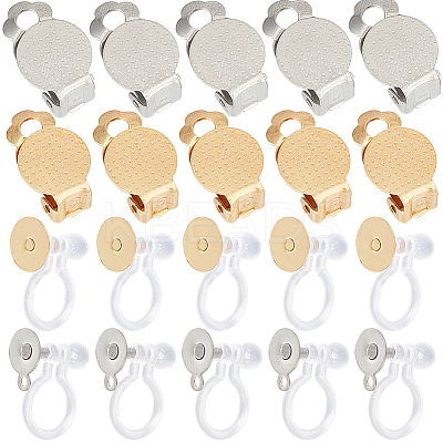 40Pcs 4 Styles 304 Stainless Steel Clip-on Earring Findings STAS-SC0008-32-1