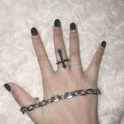 Cross Alloy Enamel Open Cuff Rings for Men FS-WGB4F7F-01-1