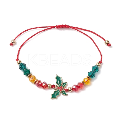 Christmas Glass Braided Bead Bracelets BJEW-JB10892-03-1
