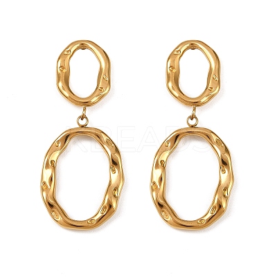 304 Stainless Steel Oval Dangle Stud Earrings EJEW-I319-02G-1