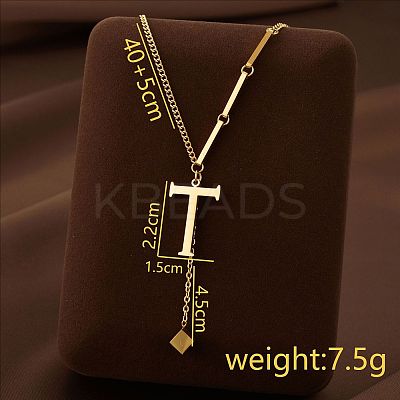 304 Stainless Steel Initial Pendant with Dice Tassel Necklaces FS-WGD823D-20-1