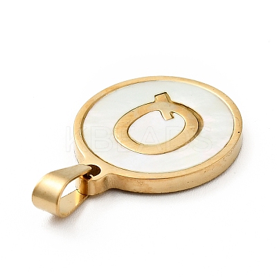 PVD Vacuum Plating 304 Stainless Steel with White Shell Pendants STAS-G268-01Q-G-1