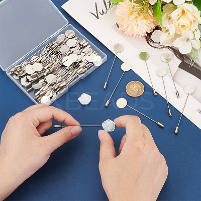 80Pcs 201 Stainless Steel Brooch Findings STAS-UN0058-67-1