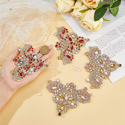 4Pcs 2 Colors Flower Alloy Rhinestones Appliques DIY-FH0006-98-1