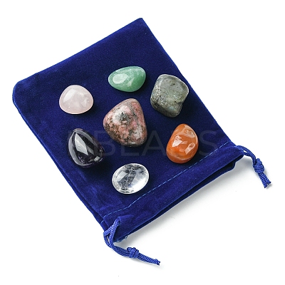 7Pcs Natural Labradorite & Amethyst & Rose Quartz & South Red Agate & Rhodonite & Green Aventurine & Quartz Crystal Tumbled Stone Sets DIY-FS0007-10B-1
