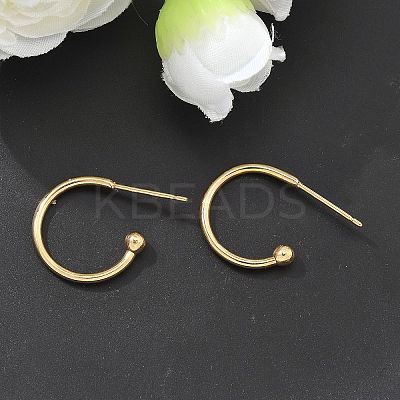 304 Stainless Steel C-shaped Hoop Circle Ball Stud Earrings STAS-K204-04G-1