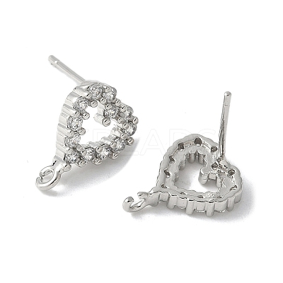 Brass Micro Cubic Zirconia Stud Earring Findings KK-S516-03P-1