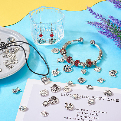 100Pcs 20 Styles Tibetan Style Alloy Pendants FIND-TA0003-59-1