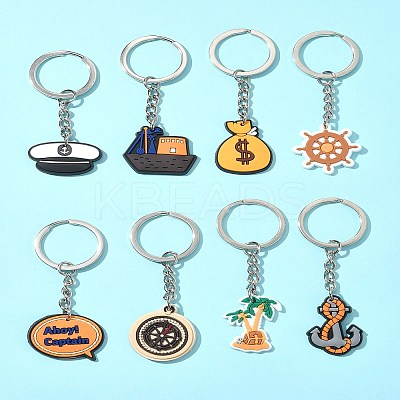 8Pcs 8 Styles Cartoon PVC Pendant Keychain KEYC-FS0001-07-1