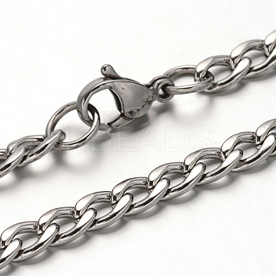Non-Tarnish 304 Stainless Steel Curb Chain Necklace LS-NJEW-I065-35-1