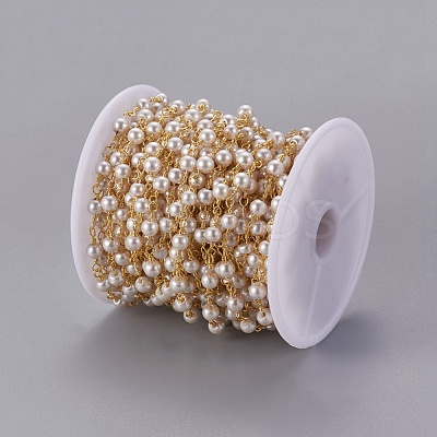 3.28 Feet Handmade Acrylic Imitaion Pearl Beaded Chains X-CHC-K007-H01-1