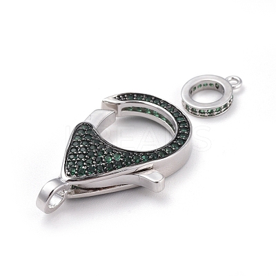 Brass Micro Pave Cubic Zirconia Lobster Claw Clasps ZIRC-F110-01D-1