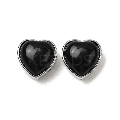Brass Pave Natural Obsidian Heart Multi-Strand Links G-B149-13P-07-1