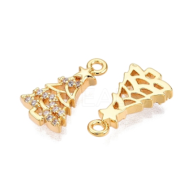 Christmas Theme Brass Micro Pave Clear Cubic Zirconia Pendants KK-T073-19G-1
