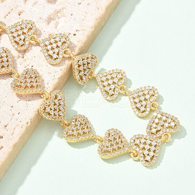 Brass Micro Pave Clear Cubic Zirconia Link Chain Bracelets BJEW-M053-02G-1