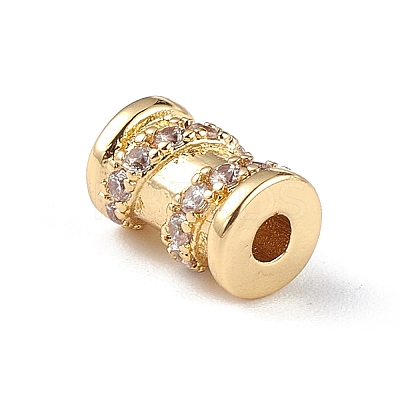 Rack Plating Brass Micro Pave Clear Cubic Zirconia Beads KK-C019-29G-1