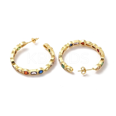 Ion Plating(IP) Cubic Zirconia Geometry Stud Earring EJEW-C050-03G-1