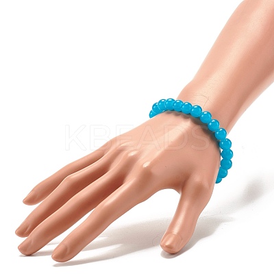 8mm Imitation Jade Glass Round Beads Stretch Bracelet for Girl Women BJEW-JB07179-1