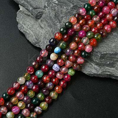 Natural Agate Round Beads Strand X-G-L084-6mm-08-1