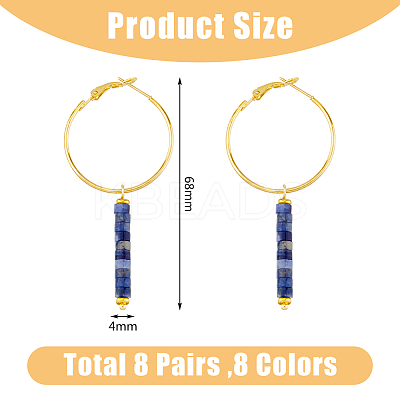 8 Pair 8 Style Natural & Synthetic Mixed Gemstone Beaded Column Drop Earrings EJEW-AB00040-1