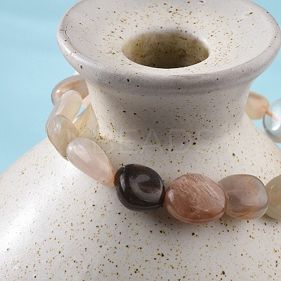 Natural Multi-Moonstone Stretch Beaded Bracelets BJEW-K213-C14-1