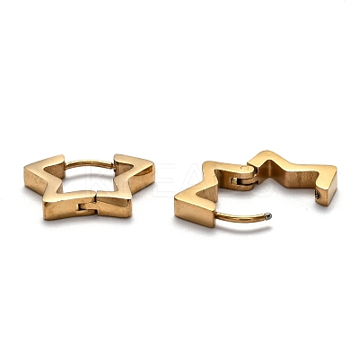 304 Stainless Steel Star Huggie Hoop Earrings STAS-H156-07G-1