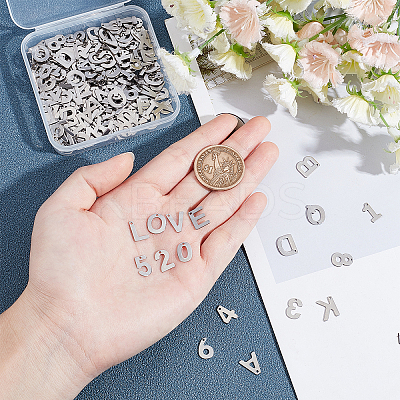288Pcs 36 Style 304 Stainless Steel Alphabet LetterA~Z Charms and Number 1~9 Charms STAS-DC0002-31-1