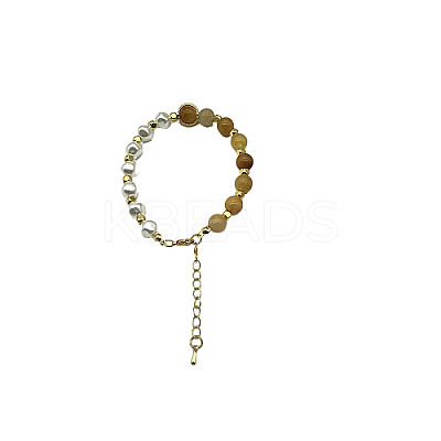 Natural Yellow Jade Round Beaded Bracelet NC1314-01-1