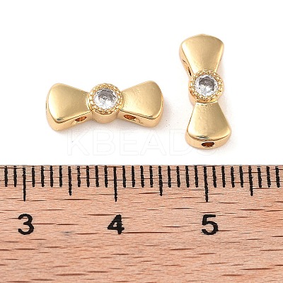 Brass Pave Clear Cubic Zirconia Bowknot Multi-Strand Links KK-B102-37A-01G-1