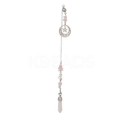 Natural Rose Quartz Pointed Dowsing Pendulums PALLOY-JF02009-05-1