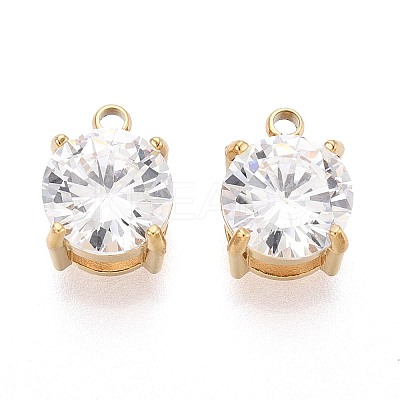 PVD Vacuum Plating Real 18K Gold Plated 304 Stainless Steel Cubic Zirconia Pendants STAS-L278-010G-01-1
