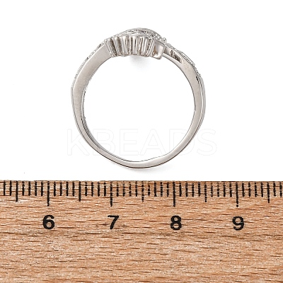 Brass Micro Pave Cubic Zirconia Adjustable Open Cuff Rings for Women RJEW-A072-03P-1