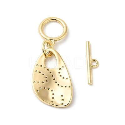 Brass Micro Pave Clear Cubic Zirconia Toggle Clasps KK-P234-63G-1