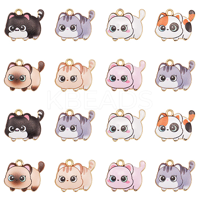 35Pcs 7 Styles Printed Alloy Pendants ENAM-CJ0005-24-1