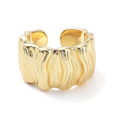 Brass Textured Open Cuff Rings for Women LS-RJEW-D016-01G-1
