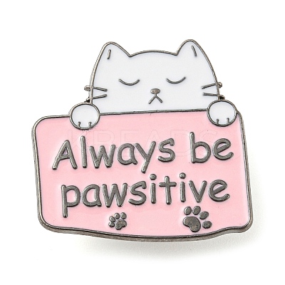 Cat Shape Alloy Enamel Pin Broochs AJEW-Z023-09B-1