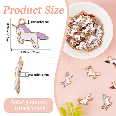 50Pcs 5 Colors Alloy Enamel Pendants ENAM-SC0007-25-1