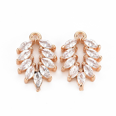 Rack Plating Brass Micro Pave Clear Cubic Zirconia Pendants X-KK-T060-33-RS-1