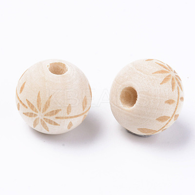 Unfinished Natural Wood European Beads LS-WOOD-S057-014B-1