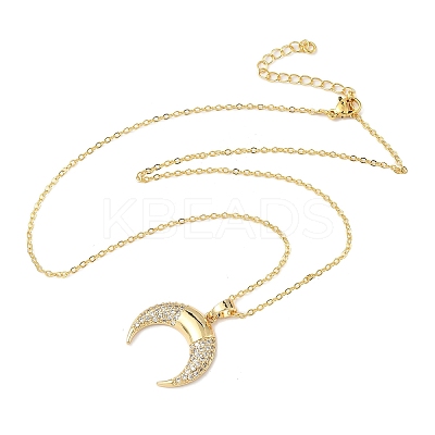 Brass Micro Pave Clear Cubic Zirconia Pendant Necklaces for Women NJEW-S449-01A-G-1