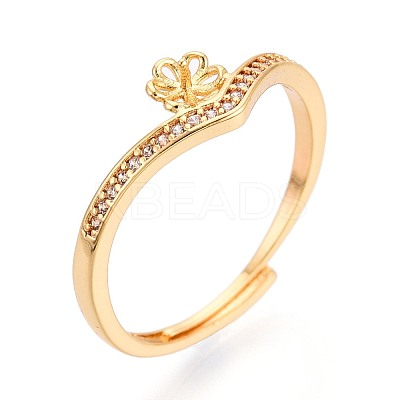 Flower Brass Micro Pave Cubic Zirconia Cup Peg Ring Settings LS-KK-N274-30G-1